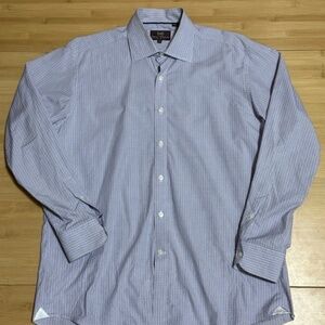 Hickey Freeman Mahogany Collection Check Dress Shirt Medium Italy Retail $295
